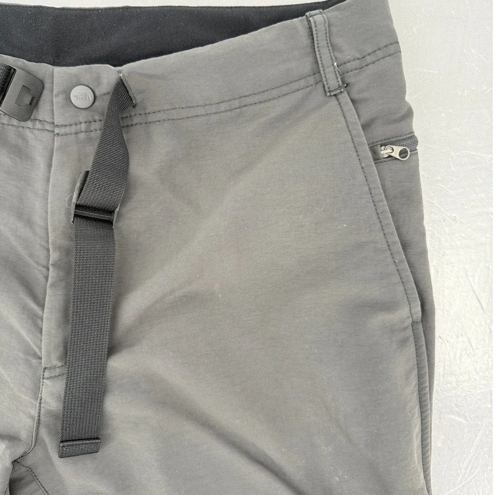 The North Face Mens Grey Convertible Zip Off Hiking Pants 34x32 UPF 40 Belted